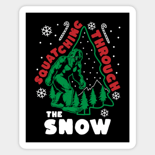 Bigfoot Squatching Through The Snow Christmas Tree Sasquatch Sticker